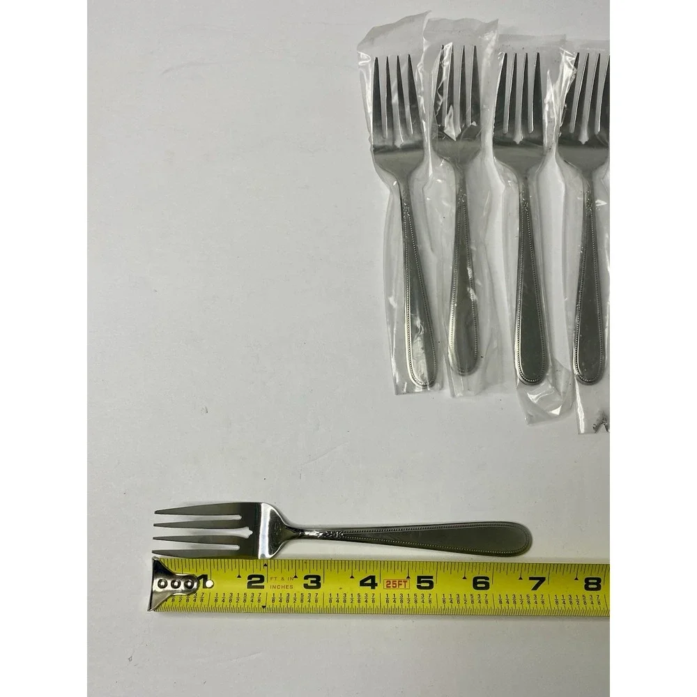 Rogers Stanley Roberts Beaded Elegance Stainless Salad forks Lot Of 6